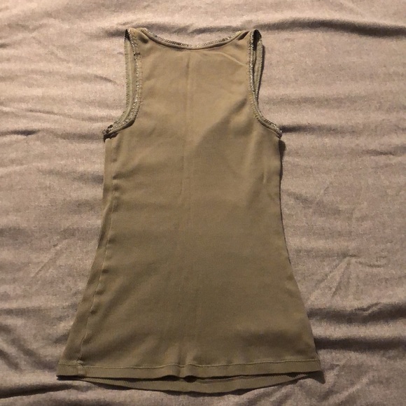 Express Sexy Basic Tank with Silver and Army Green Lace, Size XS - Picture 2 of 3